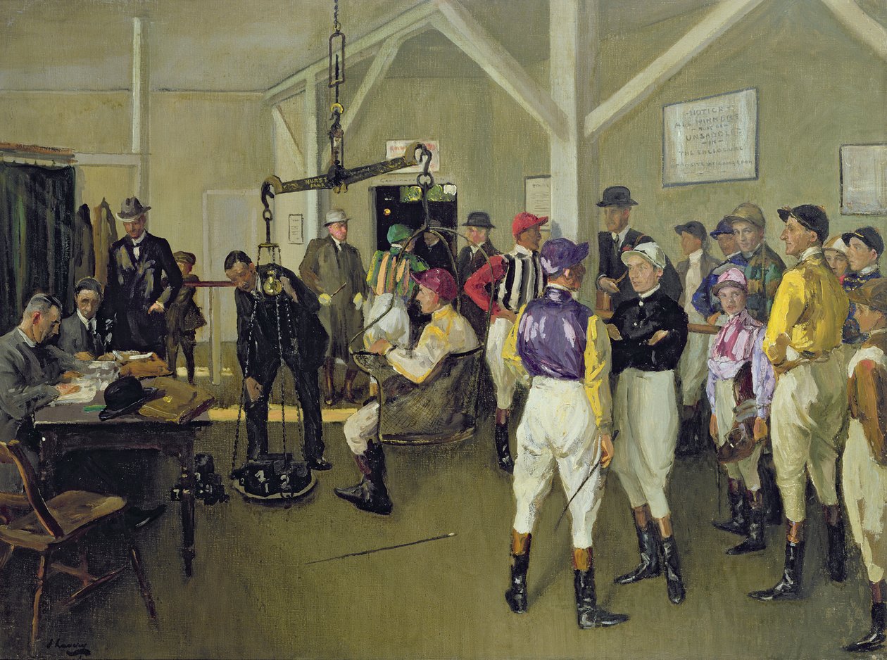 Punnitushuone, Hurst Park tekijältä John Lavery
