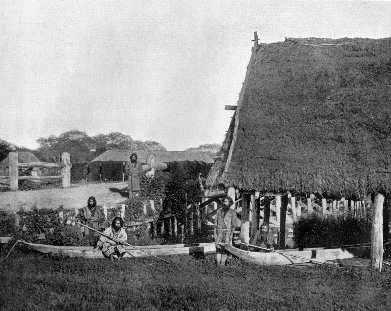 Japanin Jesso Islandin luontaiset täällä aboriginaalit valokuva: John Lawson Stoddard (1850 1931) Traveler and Conferencer Koulutusjulkaisu Chicagolle (m/w kuva) tekijältä John Lawson Stoddard