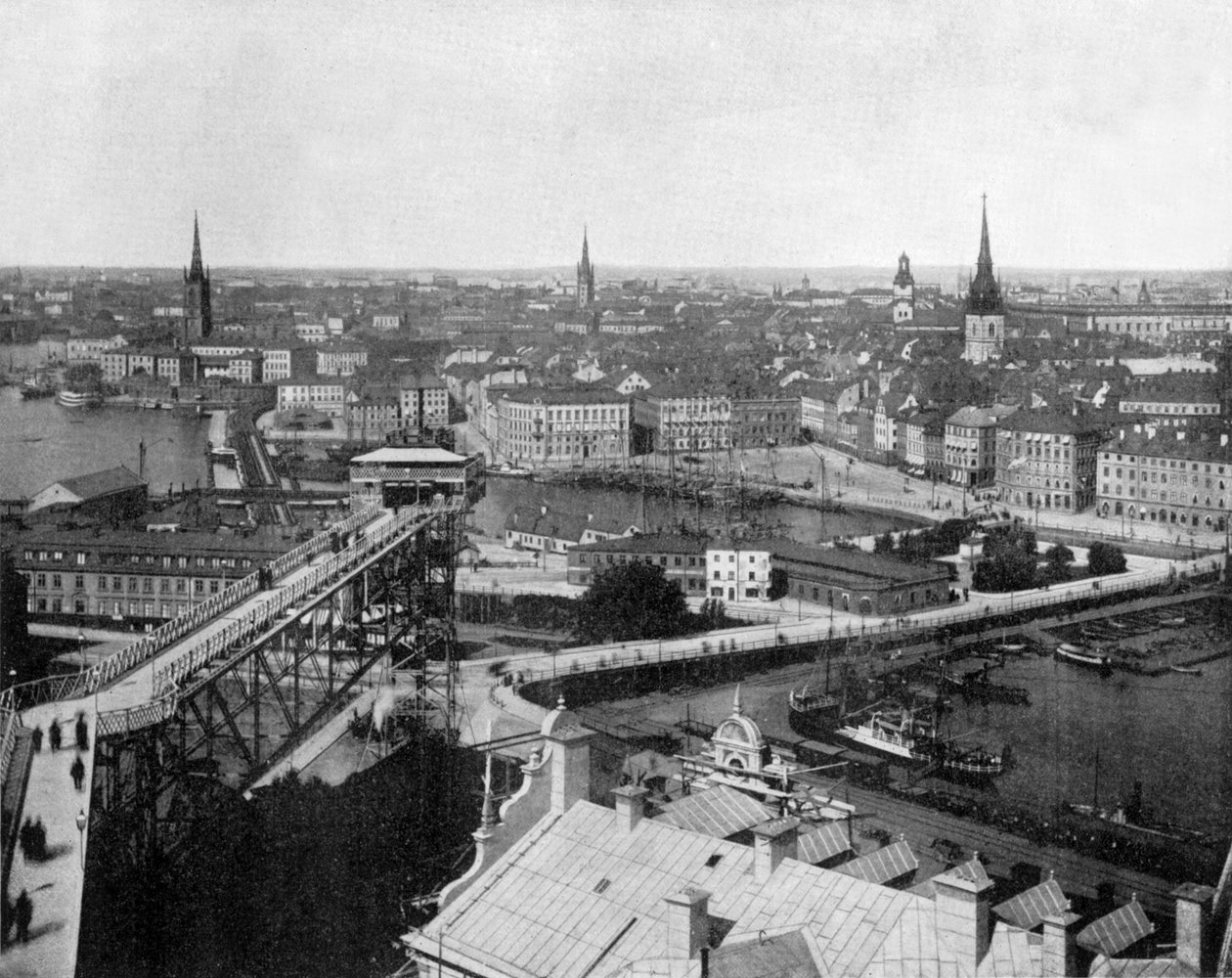 Tukholma, Ruotsi c. 1890 (m/w valokuva) tekijältä John Lawson Stoddard