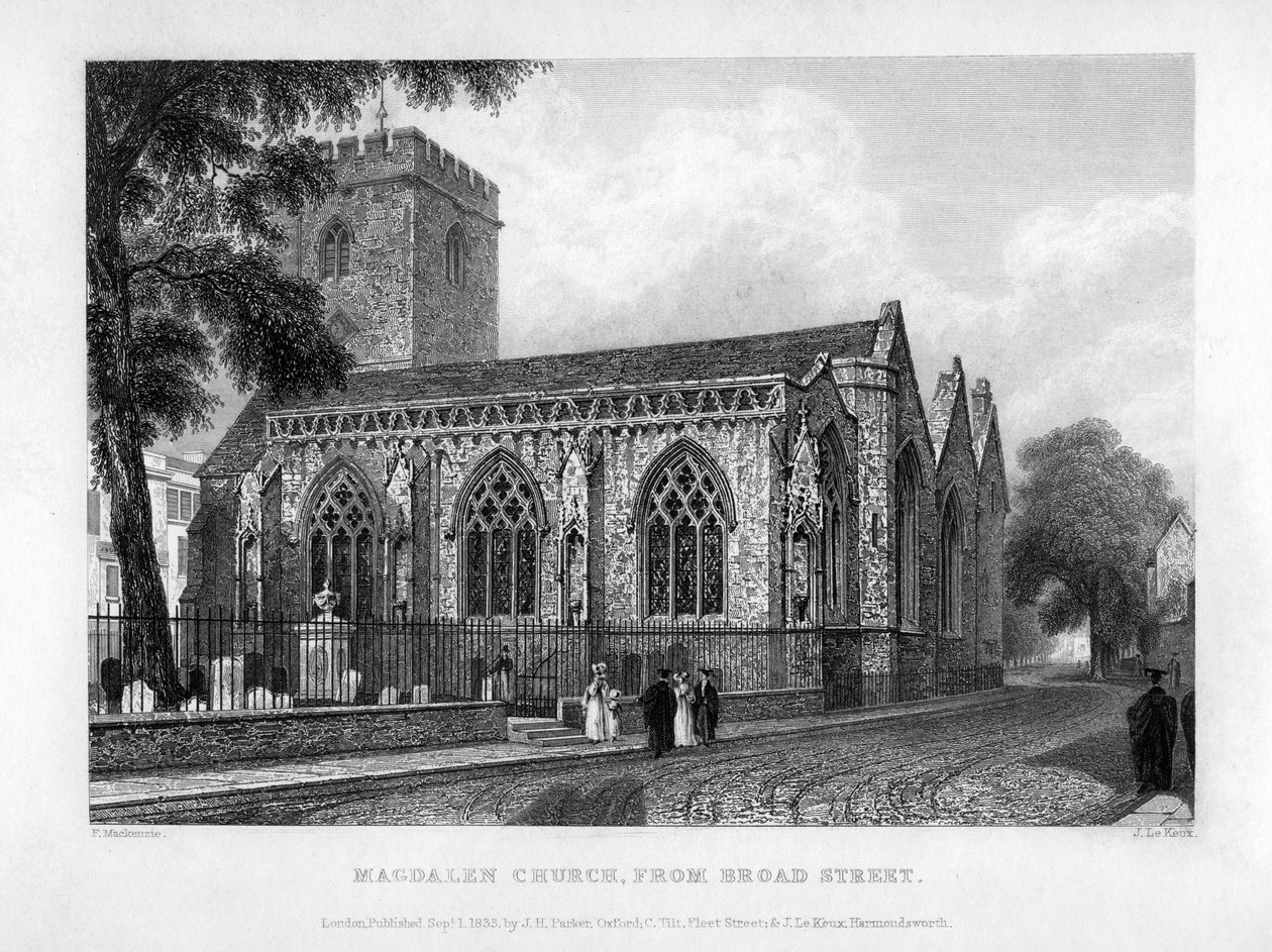 Magdalenin kirkko, Broad Street, Oxford, 1833. tekijältä John Le Keux
