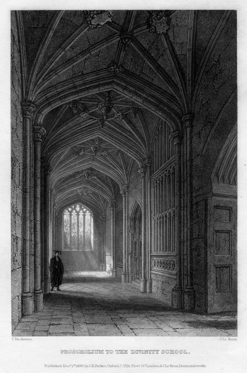 Proscholium Divinity Schoolille, Oxford, 1836. tekijältä John Le Keux