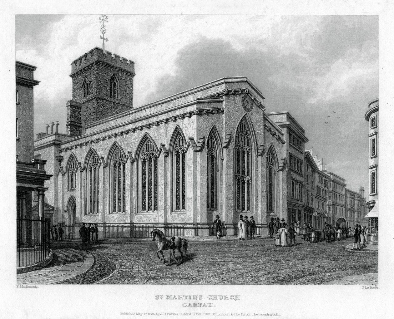 St Martins Church, Carfax, Oxford, 1835. tekijältä John Le Keux