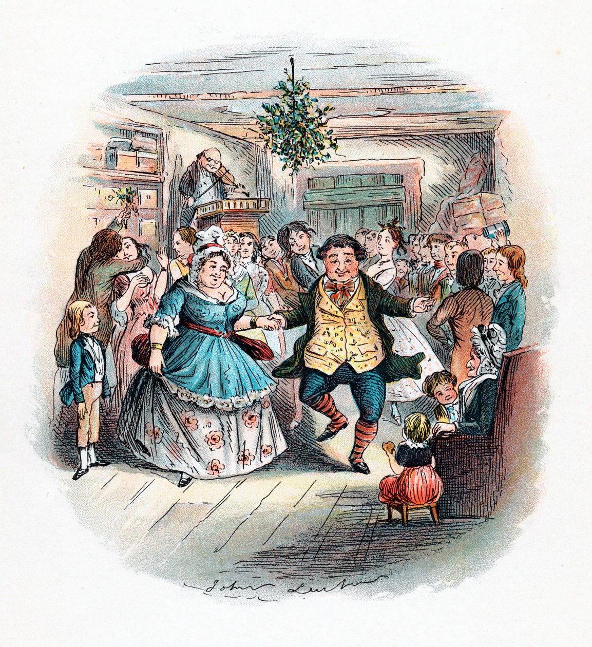Joululaulu: Mr Fezziwigs Ball, 1843 tekijältä John Leech