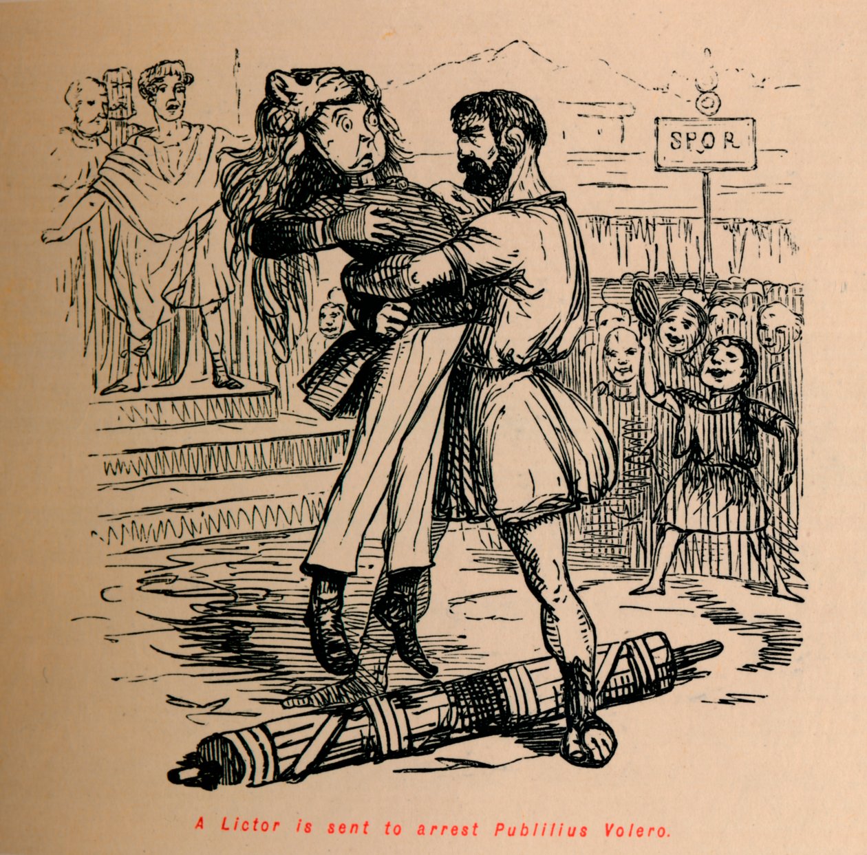 Lictor lähetetään pidättämään Publilius Volero, 1852 tekijältä John Leech