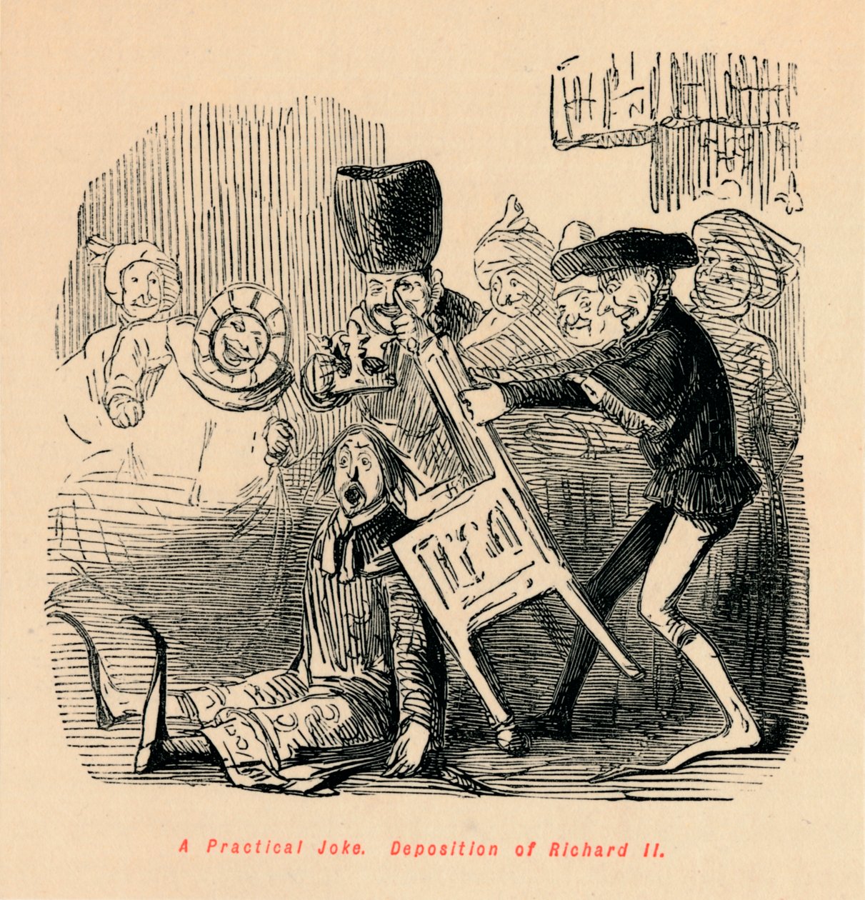 Käytännön vitsi. Richard II:n laskeuma, 1860, 1860 tekijältä John Leech