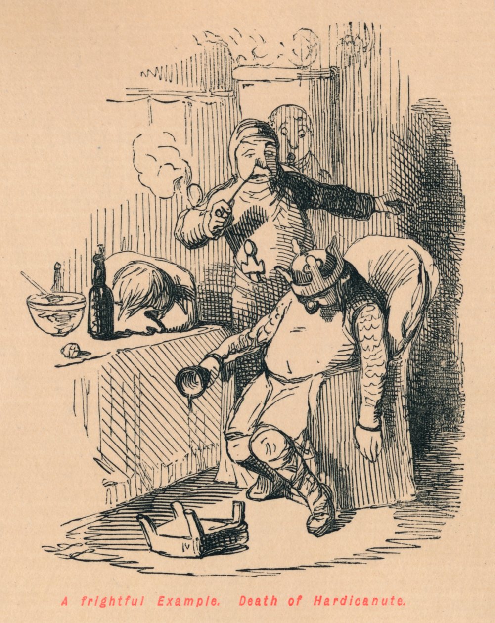 Pelottava esimerkki. Hardicanuten kuolema, 1860, 1860 tekijältä John Leech