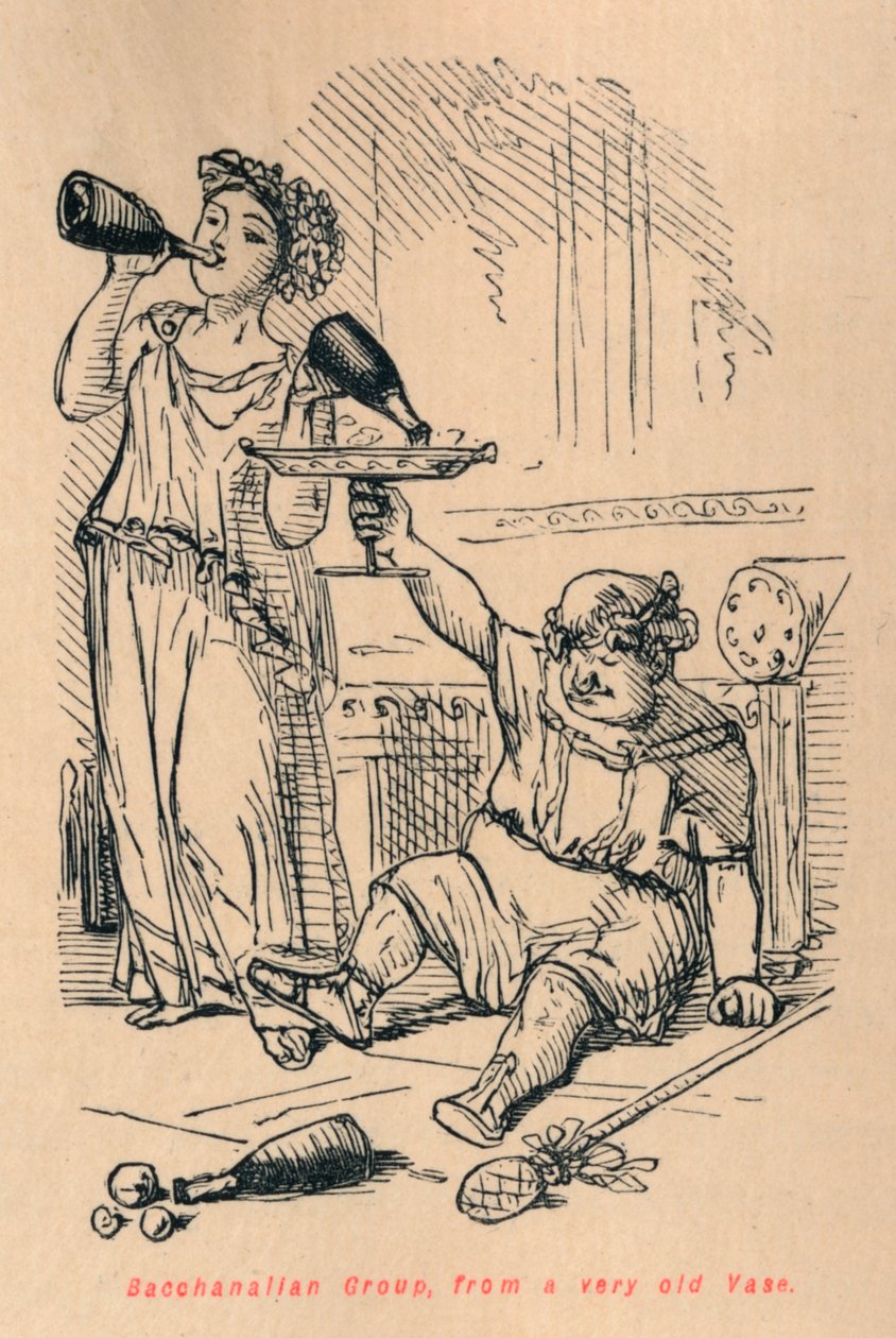 Bacchanalian ryhmä, hyvin vanhasta maljakosta, vuodelta 1852 tekijältä John Leech