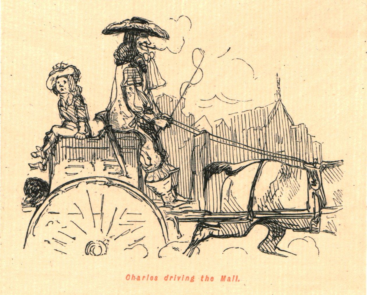 Charles ajaa kauppakeskusta, 1897. tekijältä John Leech