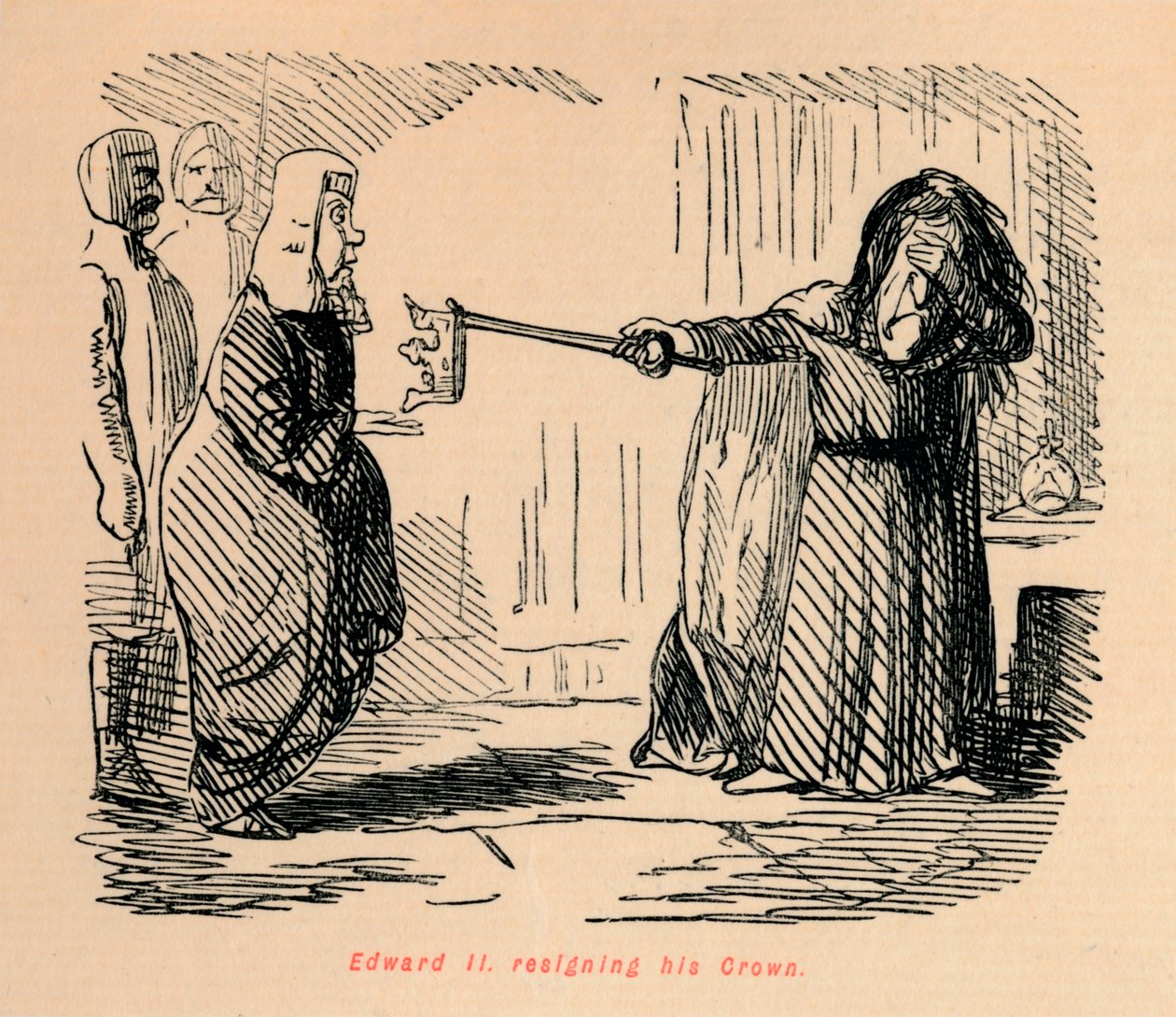 Edward II. luopumassa kruunustaan, c1860, c1860 tekijältä John Leech