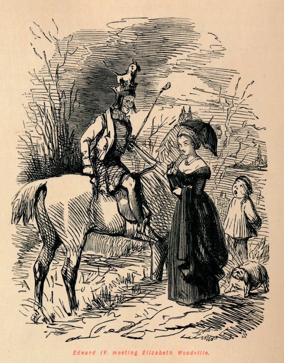 Edward IV, tapasi Elizabeth Woodvillen, c1860, c1860. tekijältä John Leech