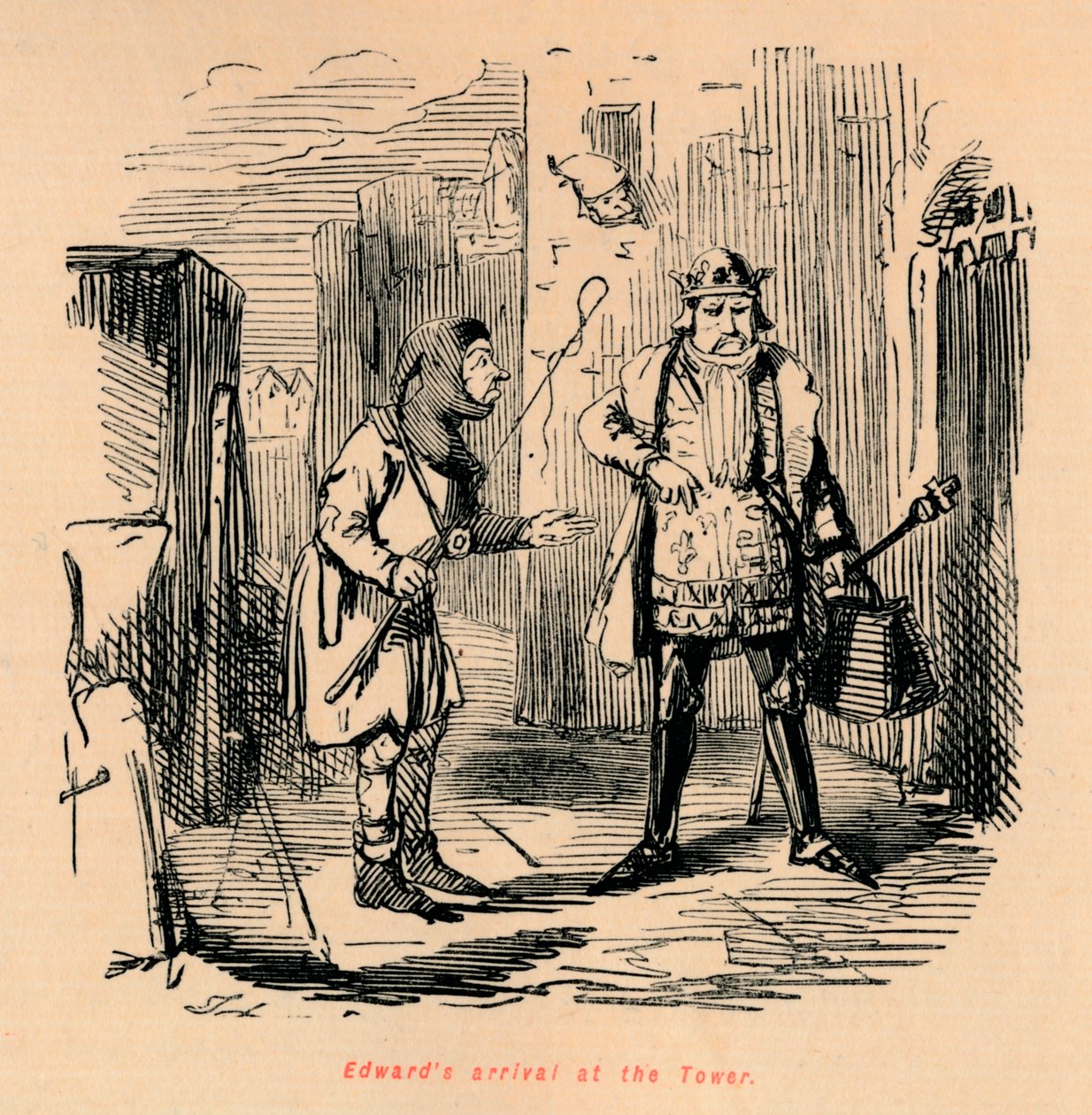 Edwardsin saapuminen torniin, c1860, c1860 tekijältä John Leech