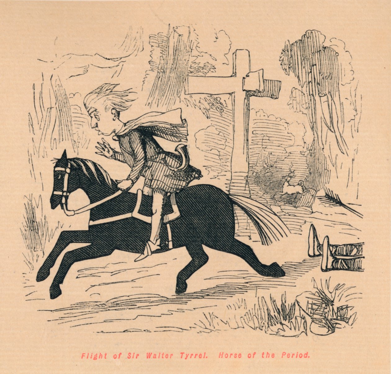 Sir Walter Tyrrelin lento. Aikakauden hevonen, c1860, c1860 tekijältä John Leech