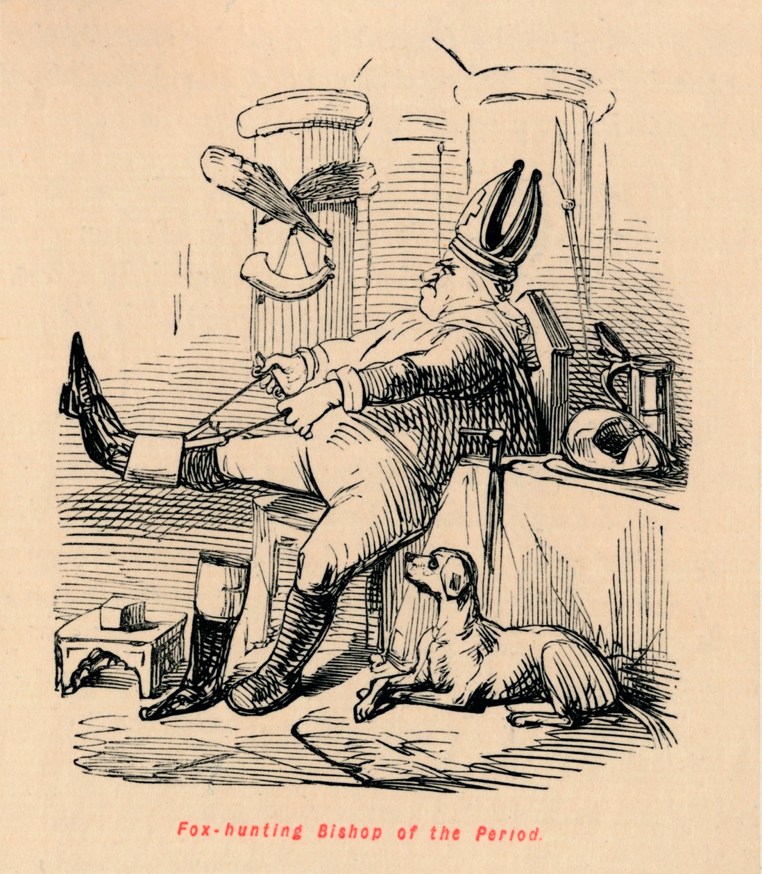 Kettumetsästys aikakauden piispa, n.1860, c1860 tekijältä John Leech