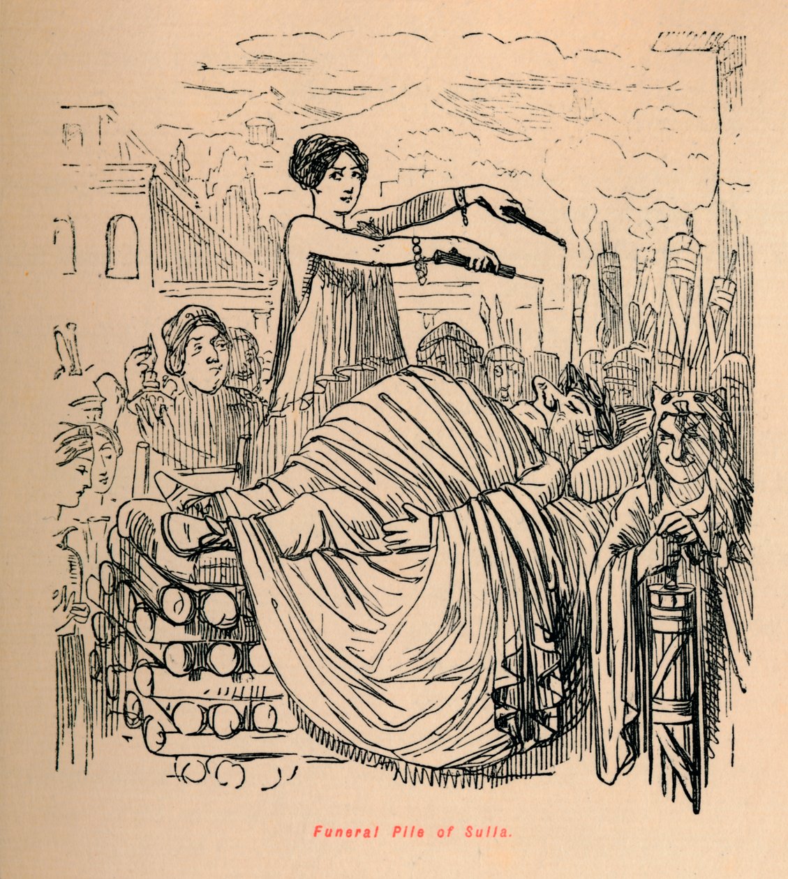 Funeral Pile of Sulla, 1852 tekijältä John Leech