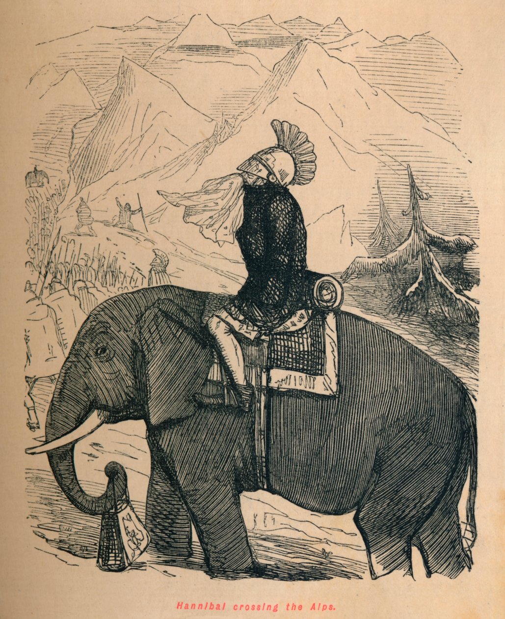 Hannibal ylittää Alpit, 1852 tekijältä John Leech