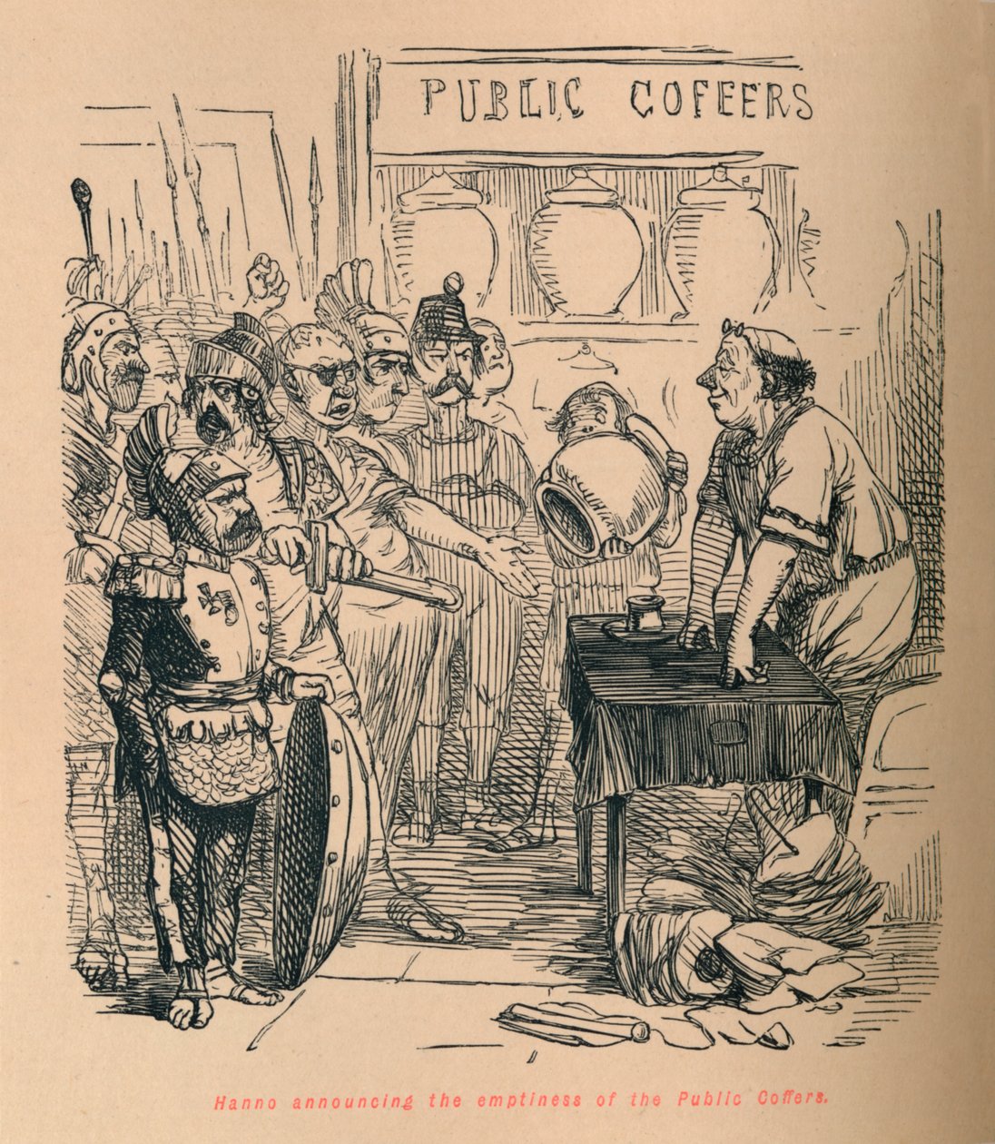 Hanno julistamassa julkisen kassan tyhjyyttä, 1852 tekijältä John Leech