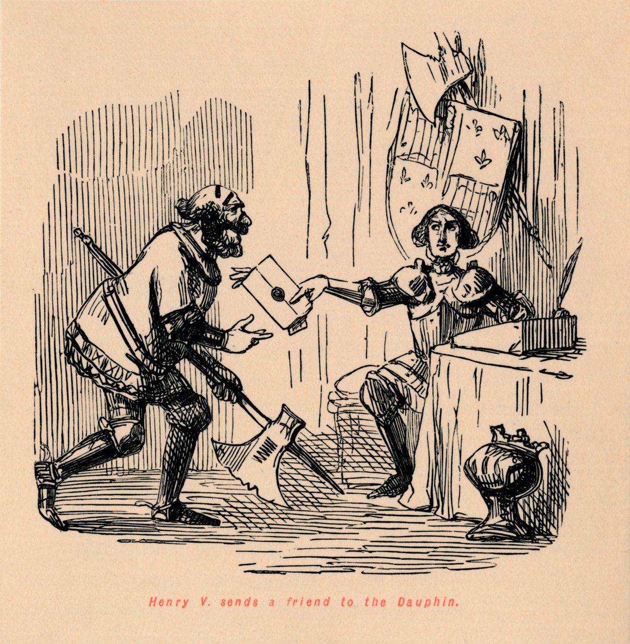 Henry V. lähettää ystävän Dauphinille, c1860, c1860 tekijältä John Leech