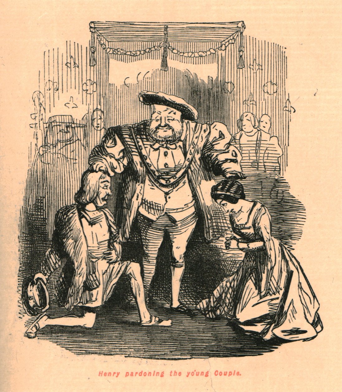 Henry armahtaa nuoren pariskunnan, 1897. tekijältä John Leech