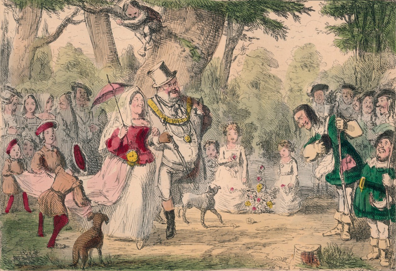 Henrik 8th ja hänen kuningattarensa Mayingissa, 1850 tekijältä John Leech