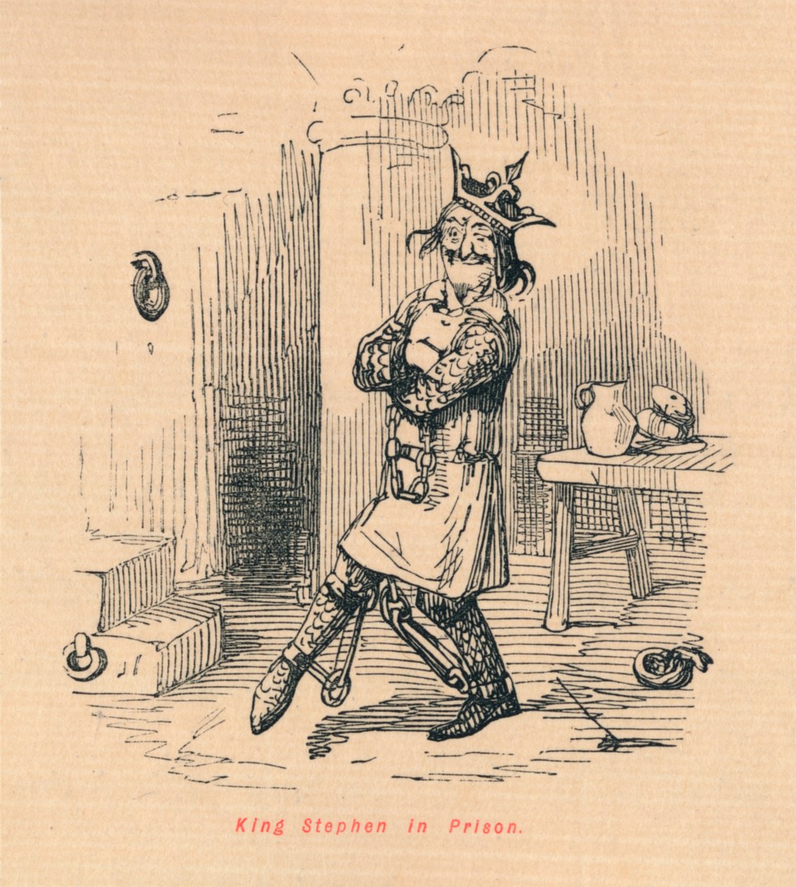 Kuningas Stephen vankilassa, c1860, c1860 tekijältä John Leech