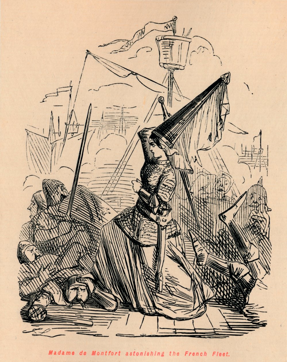 Madame de Montfort hämmästyttää Ranskan laivasto, c1860, c1860 tekijältä John Leech