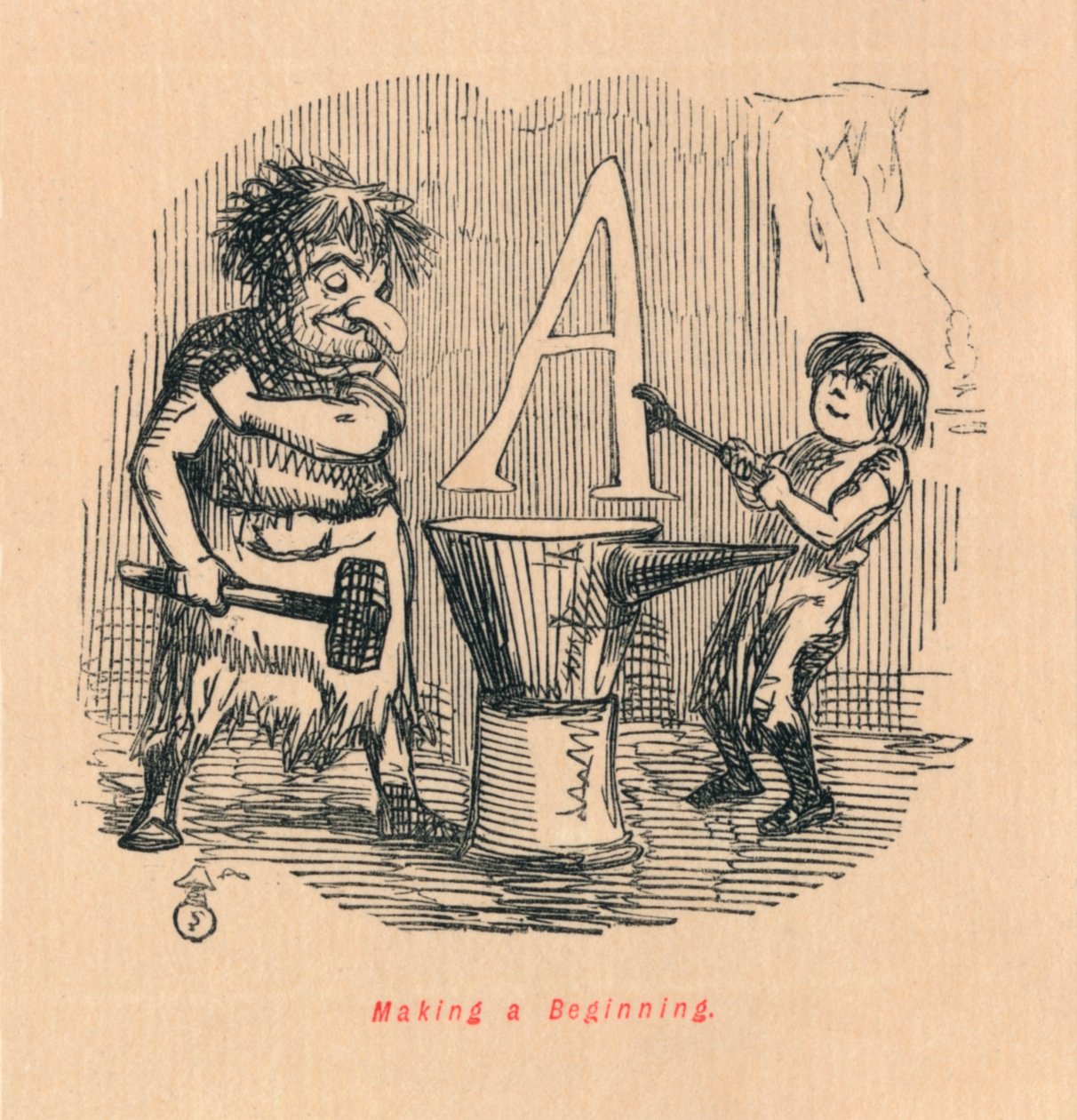 Making a Beginning, c1860, 1860 tekijältä John Leech
