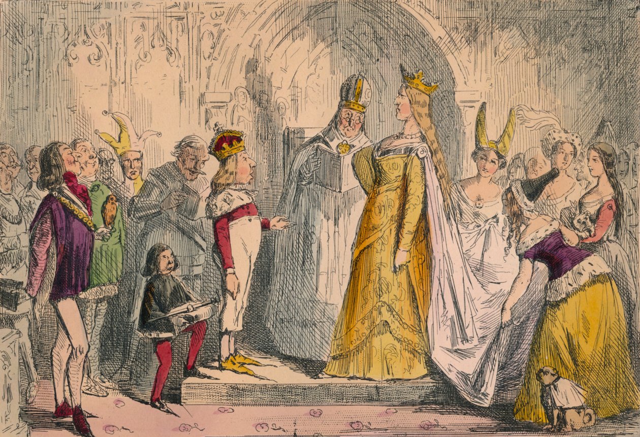 Henrik Kuudennen ja Margaret Anjoun avioliitto, 1850 tekijältä John Leech