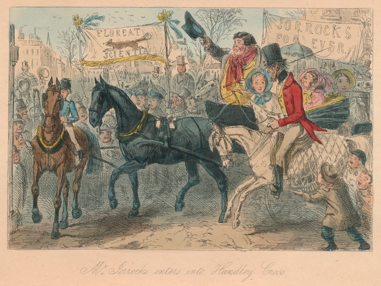 Mr. Jorrocks osallistuu Handley Crossiin, 1854 tekijältä John Leech