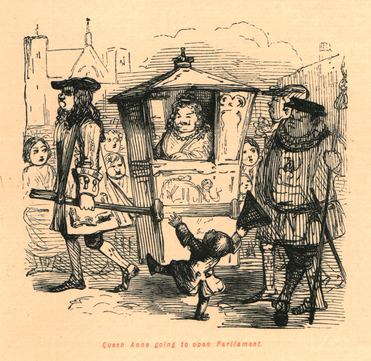 Kuningatar Anne avaa parlamentin vuonna 1897. tekijältä John Leech