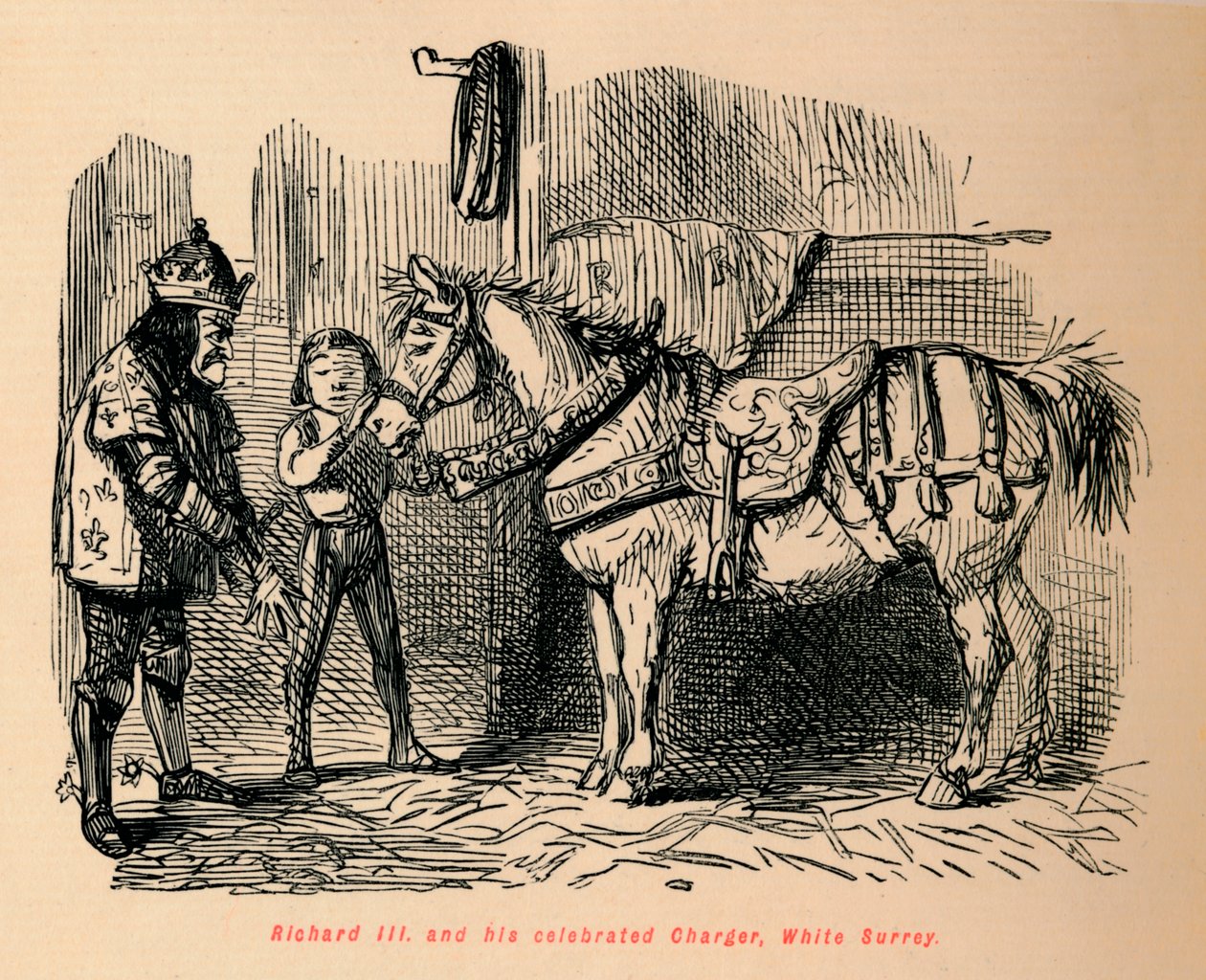 Richard III. ja hänen kuuluisa laturinsa, White Surrey, tekijältä John Leech