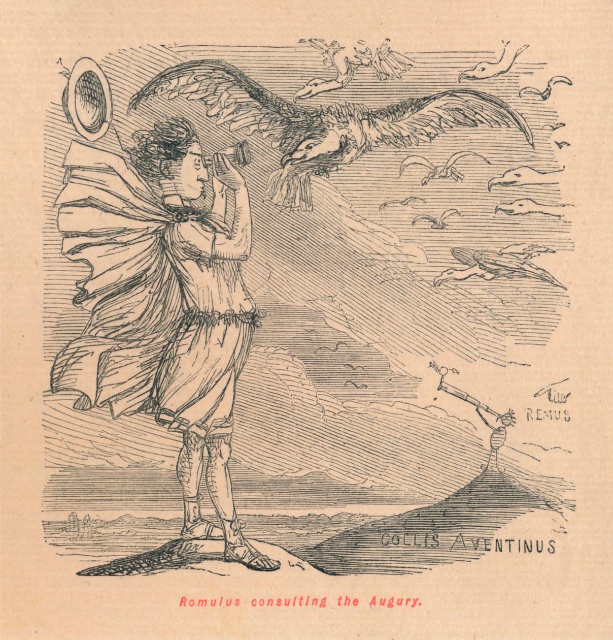 Romulus neuvoo Auguryssa, 1852 tekijältä John Leech