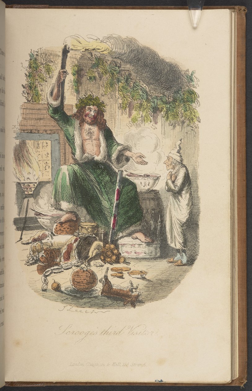 Scroogen kolmas vierailija Charles Dickensin "Joululaulun" ensimmäisestä painoksesta tekijältä John Leech