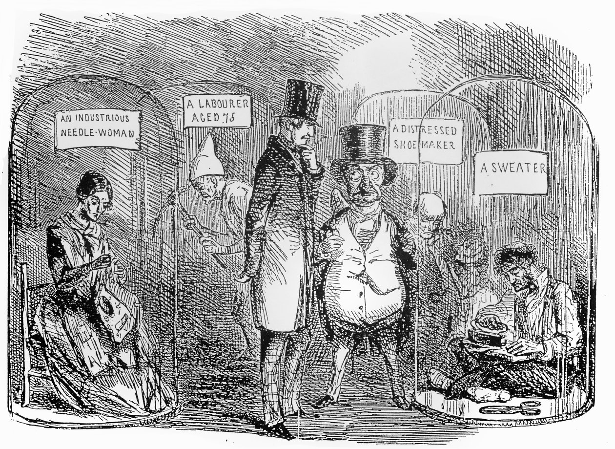 Näytteitä Mr Punchsin teollisuusnäyttelystä vuodelta 1850 tekijältä John Leech