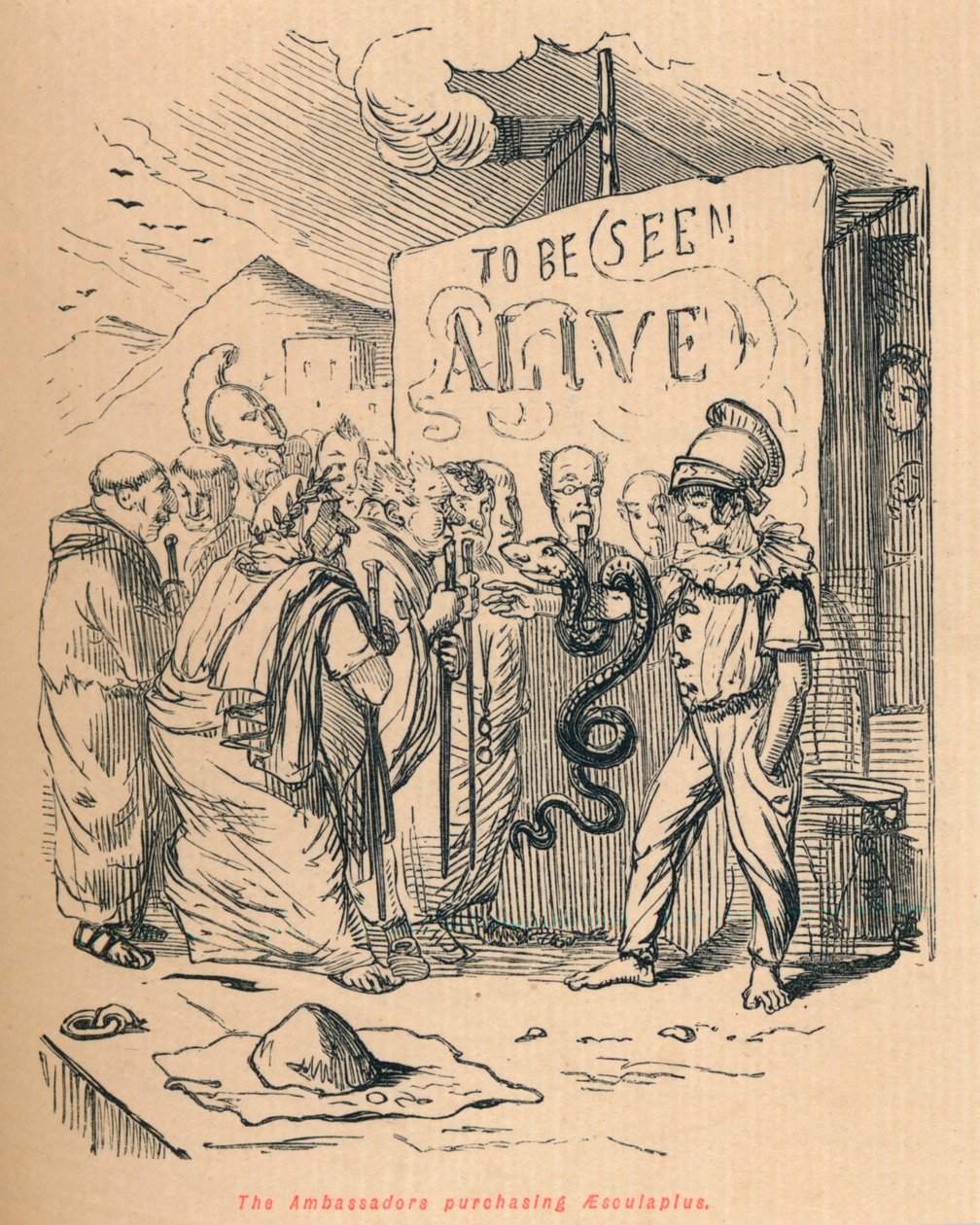 Suurlähettiläät ostavat Aesculaplusin, 1852 tekijältä John Leech