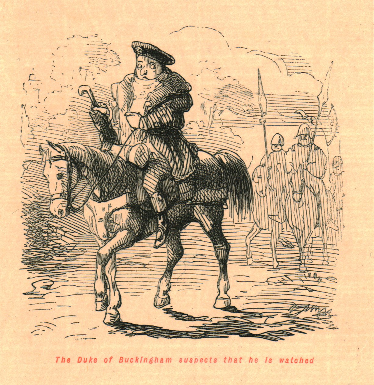 Buckinghamin herttua epäilee, että häntä tarkkaillaan, 1897. tekijältä John Leech