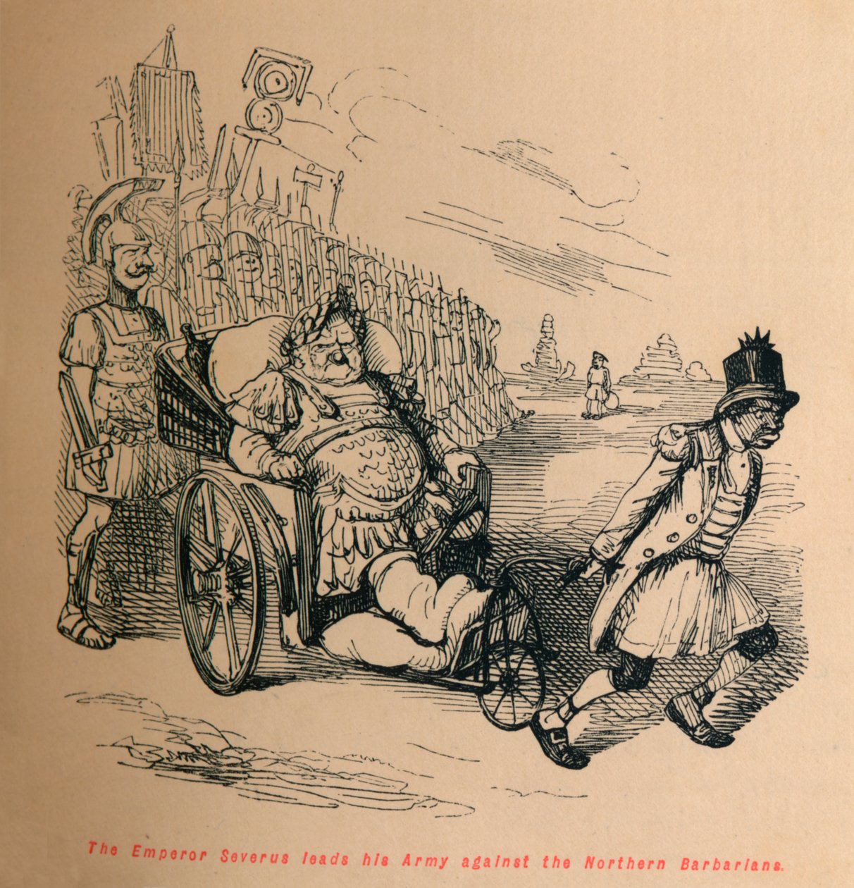 Keisari Severus johtaa armeijaansa pohjoisia barbaareja vastaan, c1860, c1860 tekijältä John Leech