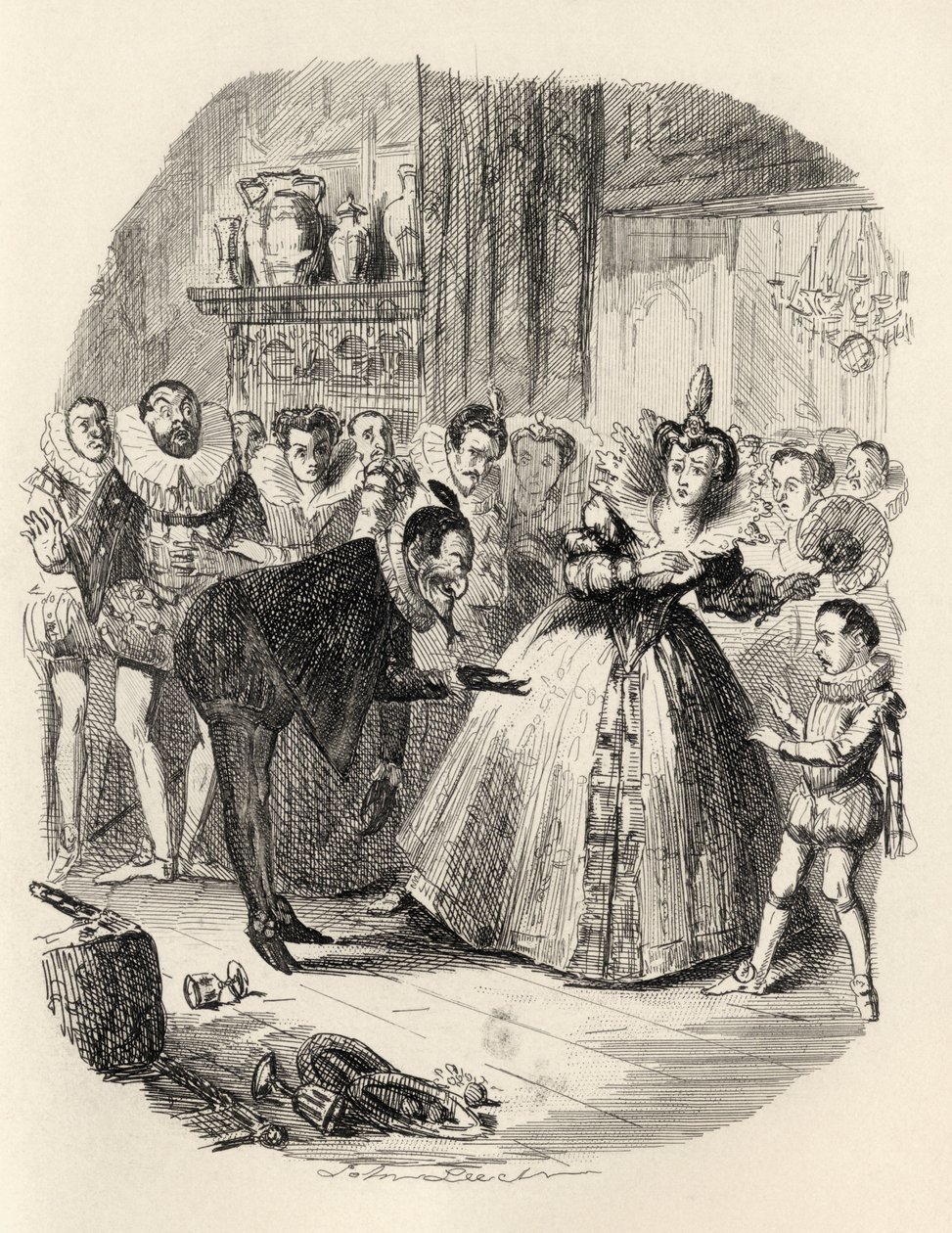 The Housewarming, Thomas Ingoldsbyn teoksesta The Ingoldsby Legends, julkaisija Richard Bentley und Son, 1887 tekijältä John Leech