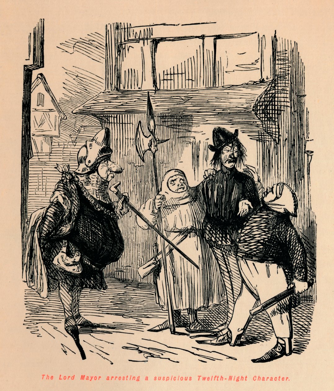 Lordi pormestari pidätti epäilyttävän kahdennentoista yön hahmon, c1860, c1860 tekijältä John Leech