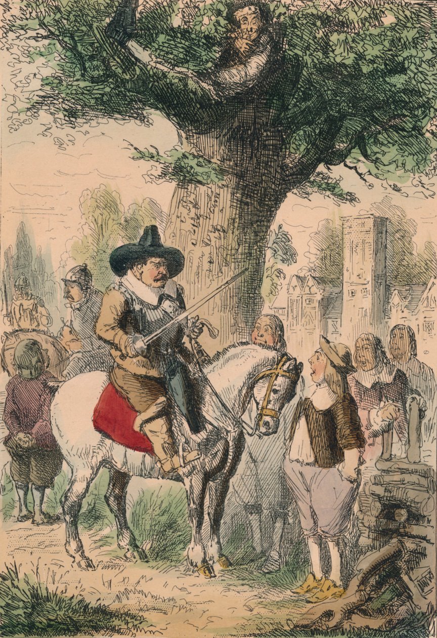 Royal Oak, Penderell-perhe ei tiedä missä Charles on!!!, 1850 tekijältä John Leech
