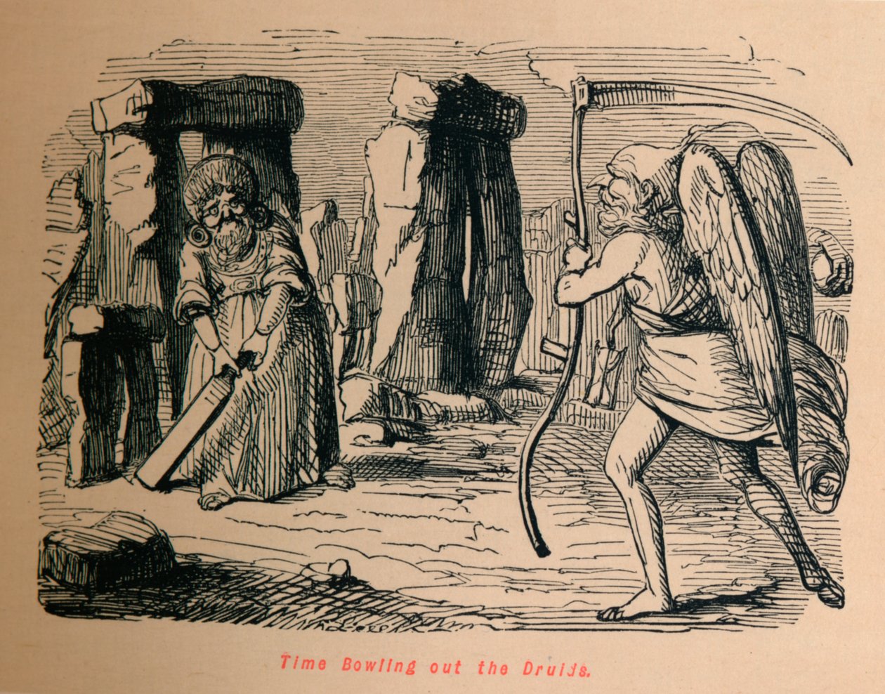 Time Bowling out the Druids, c1860, 1860 tekijältä John Leech