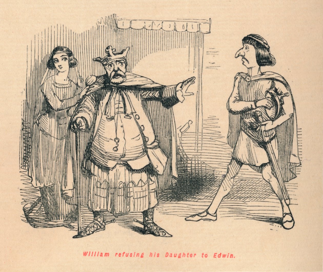 William kieltäytyy tyttärestään Edwiniltä, c1860, c1860 tekijältä John Leech
