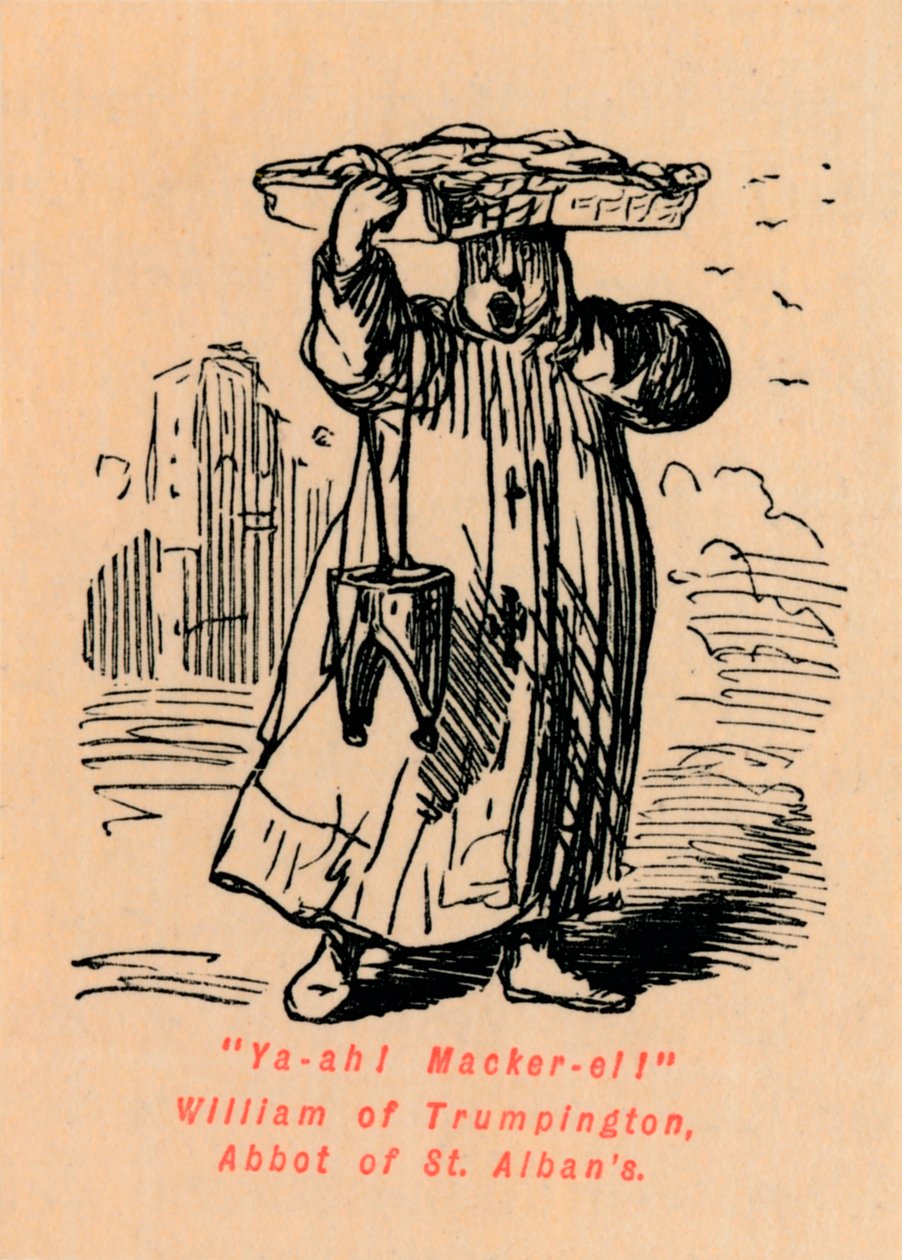 Jaa-ah! Makrilli! William of Trumpington, St. Albansin apotti, tekijältä John Leech