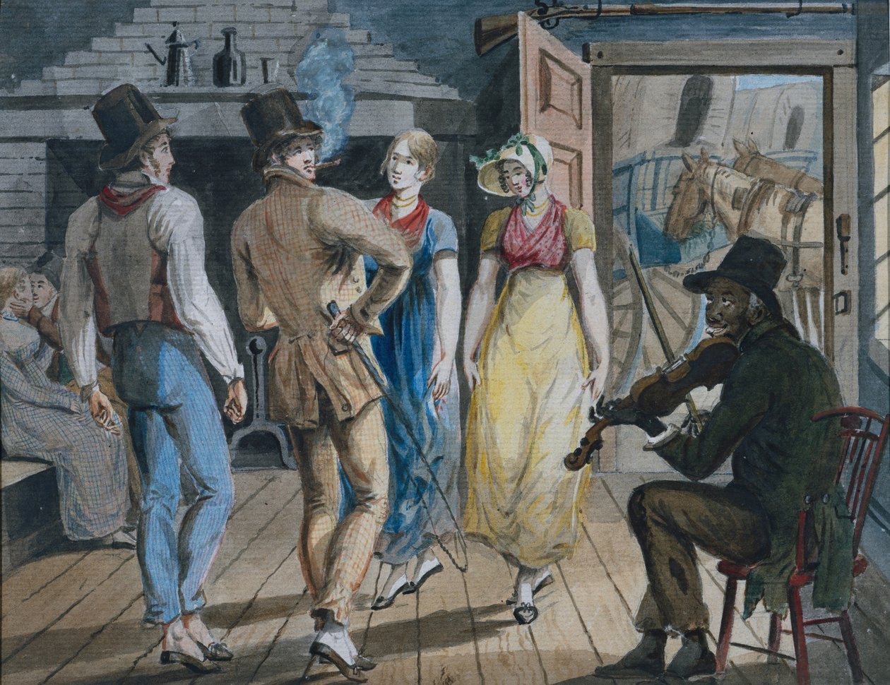 Huvittelu Wayside Innissä, 1811-noin. 1813. tekijältä John Lewis Krimmel