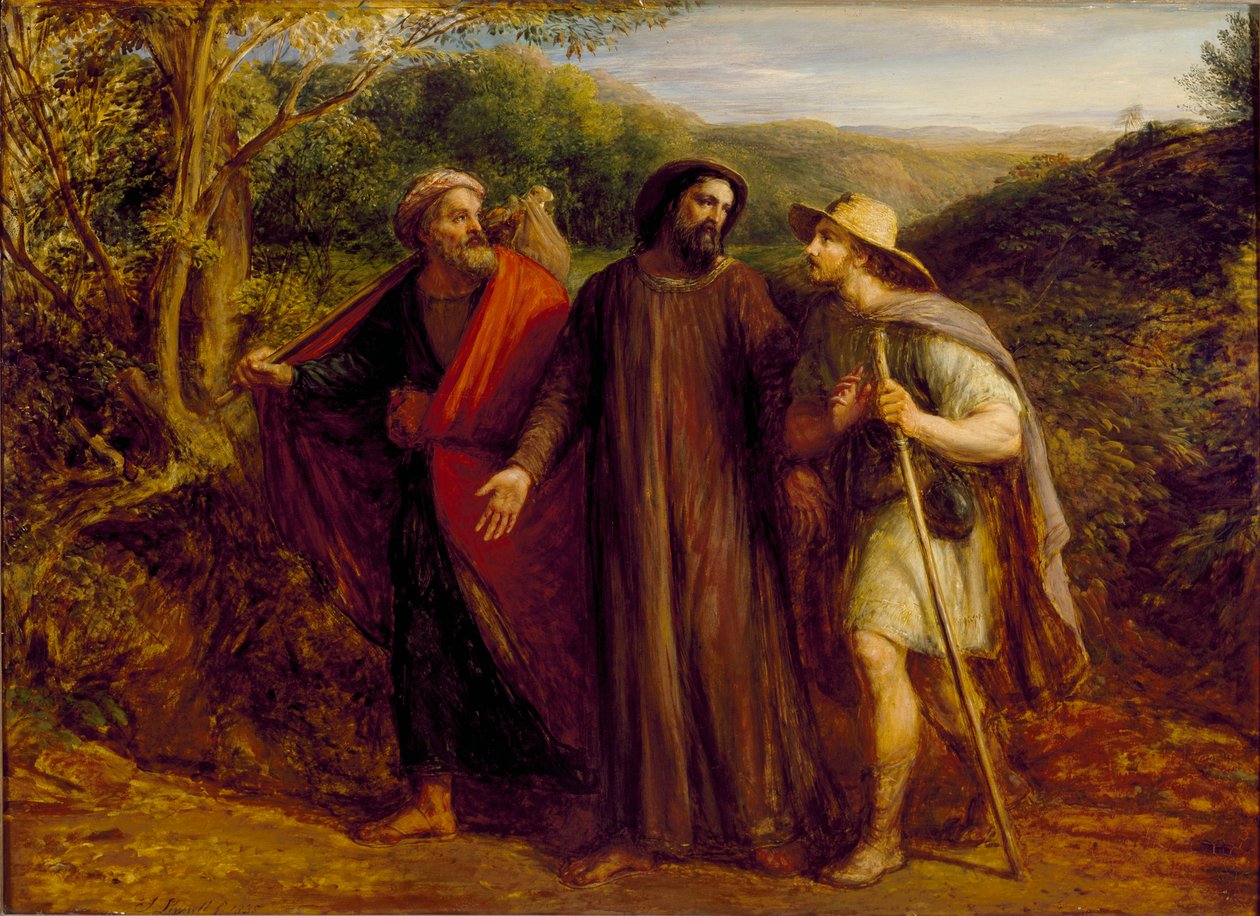 Kristuksen ilmestyminen kahdelle Emmauksen opetuslapselle, 1835 tekijältä John Linnell