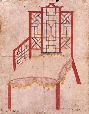 Design for Chinoiserie-tuoli, n.1753 (akvarelli paperille) tekijältä John Linnell