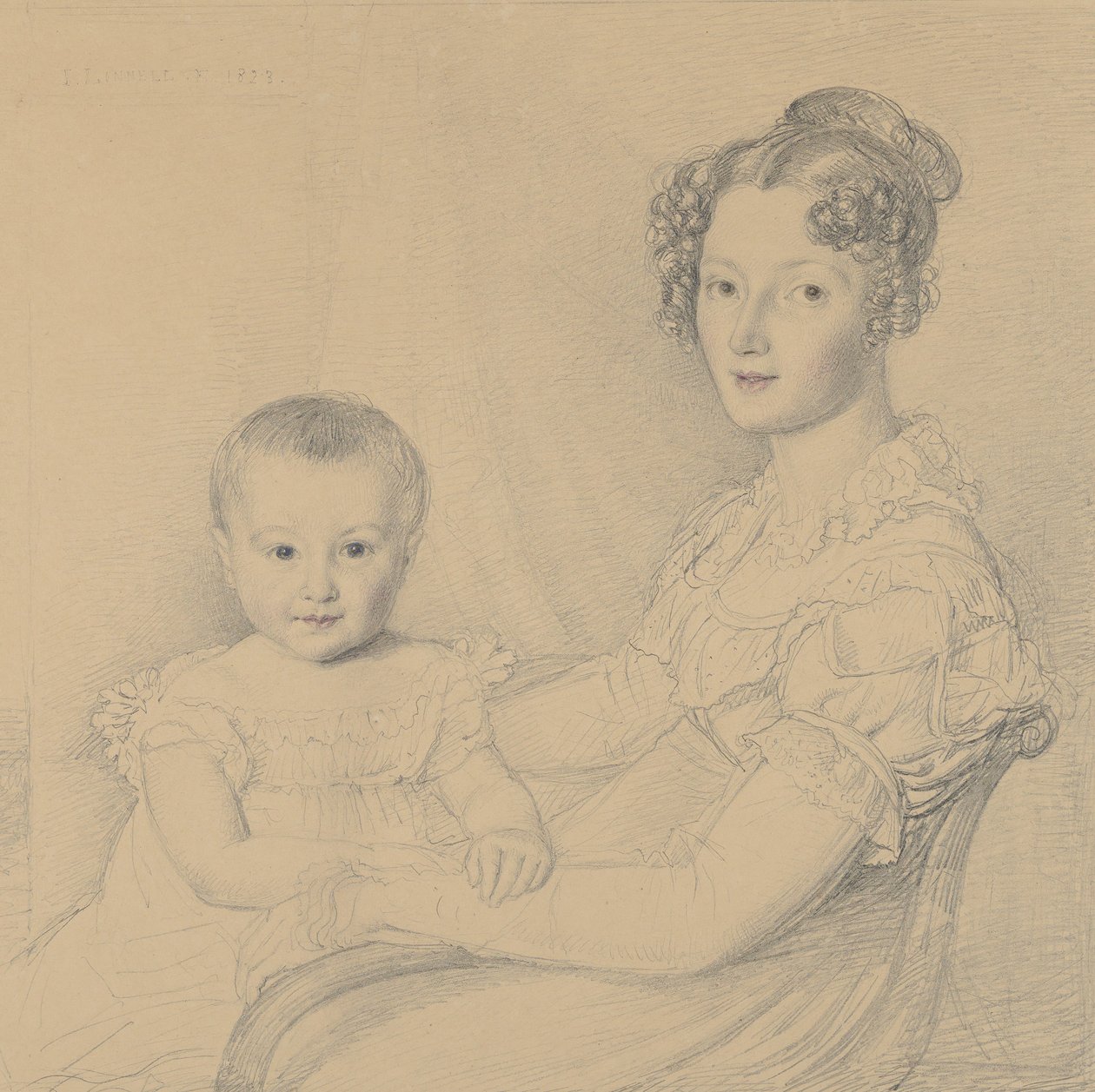 Muotokuva äidistä ja lapsesta, 1823. tekijältä John Linnell