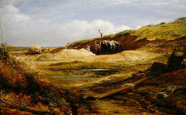 The Sand Pitts, Hampstead Heath (öljy paneelissa) tekijältä John Linnell