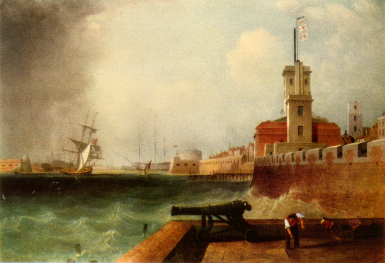 "High tide Under the Battery, Portsmouth Harbour", 1846, 1942. tekijältä John Lynn
