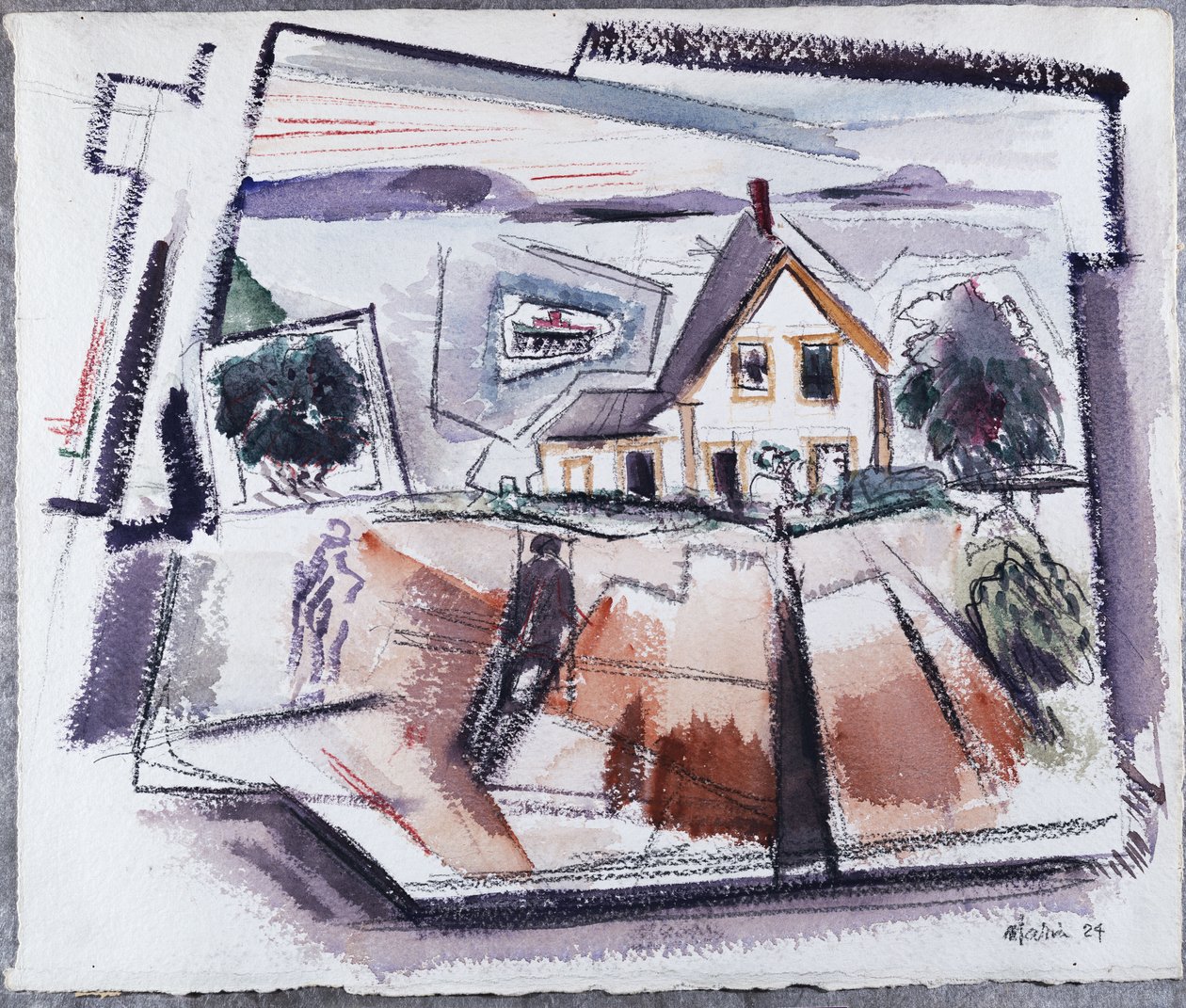 Deer Isle, Stonington, nro 10, Maine (vesiväri ja lyijykynä paperille) tekijältä John Marin