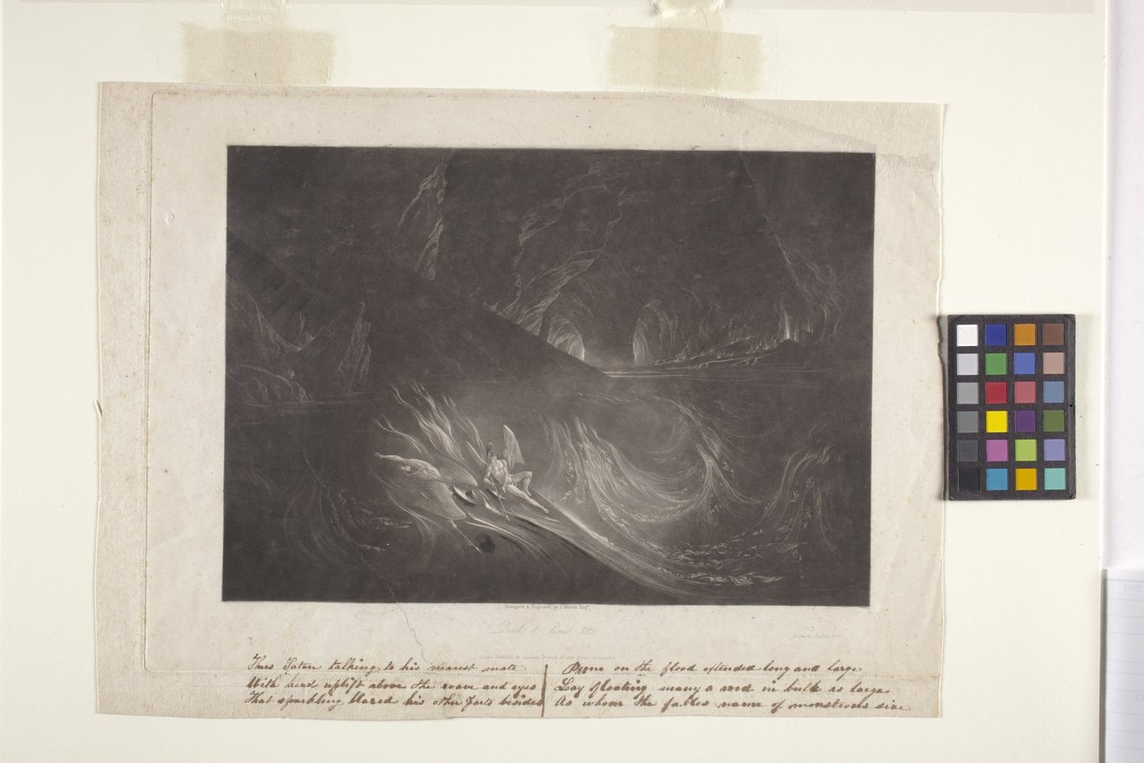 Saatana palavalla järvellä (mezzotint) tekijältä John Marin